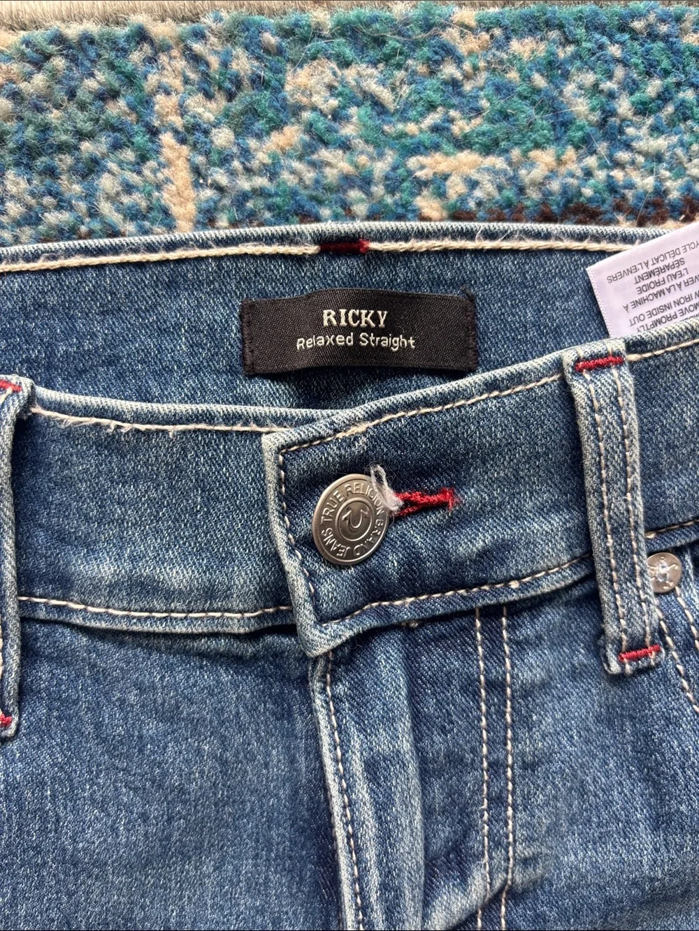 True Religion Men's Blue Relaxed Straight Jeans